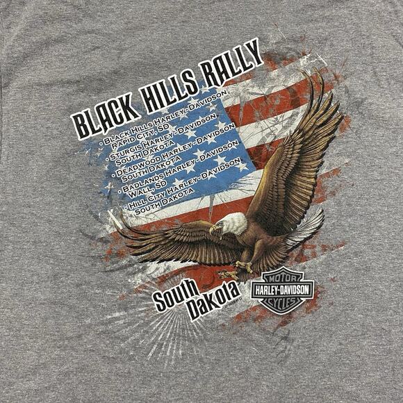 Harley-Davidson Sturgis 2018 Mount Rushmore Eagle Tee XL Gray Black Hills Rally - Picture 3 of 7